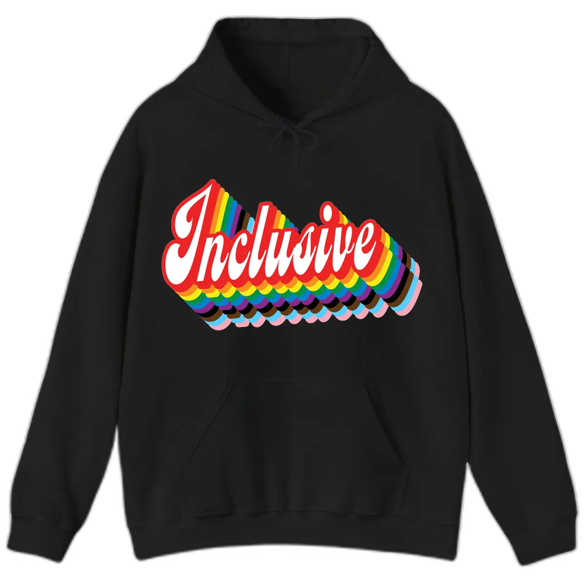 Inclusive Rainbow Pride Design Hoodie in Black