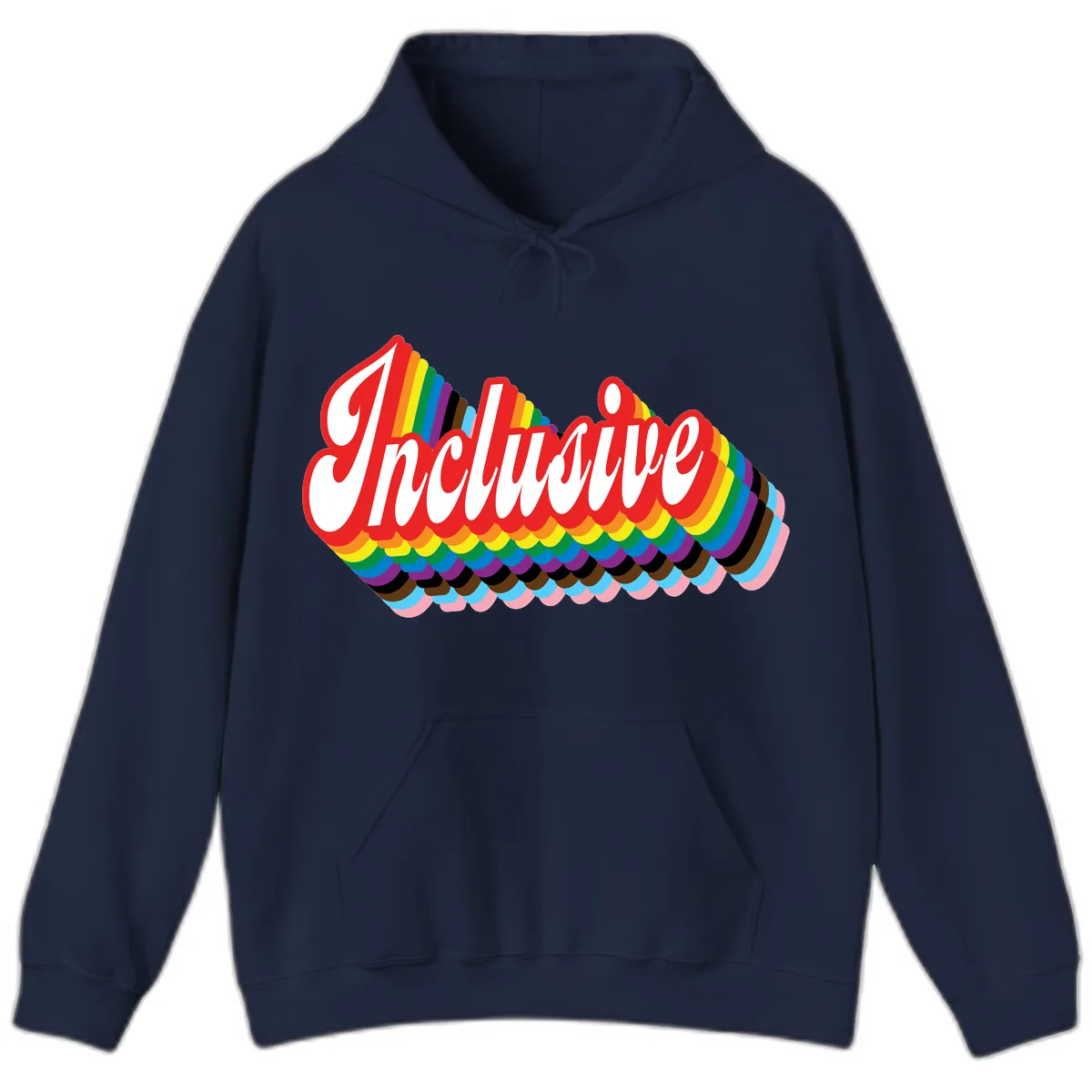 Inclusive Rainbow Pride Design Hoodie in Navy