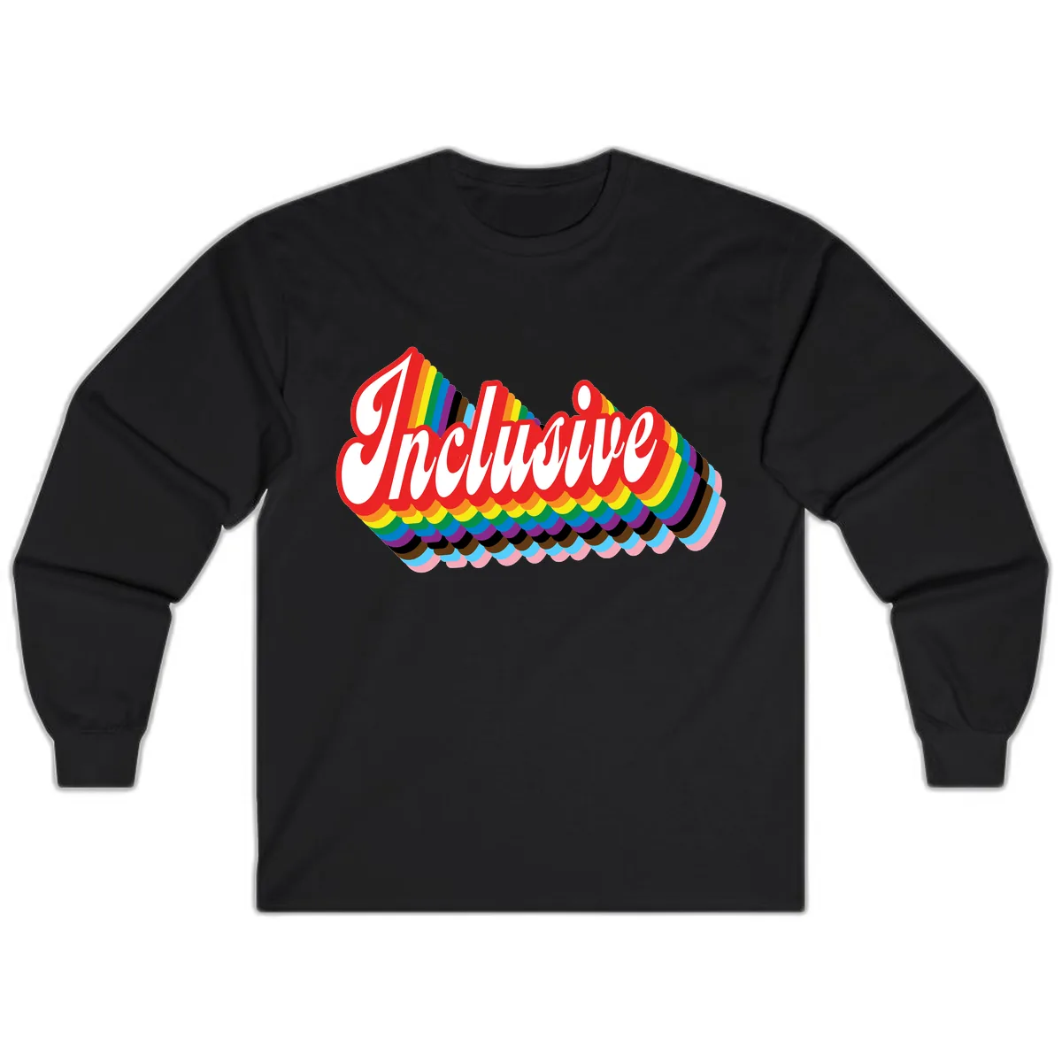 Inclusive Rainbow Pride Design Long Sleeve in Black