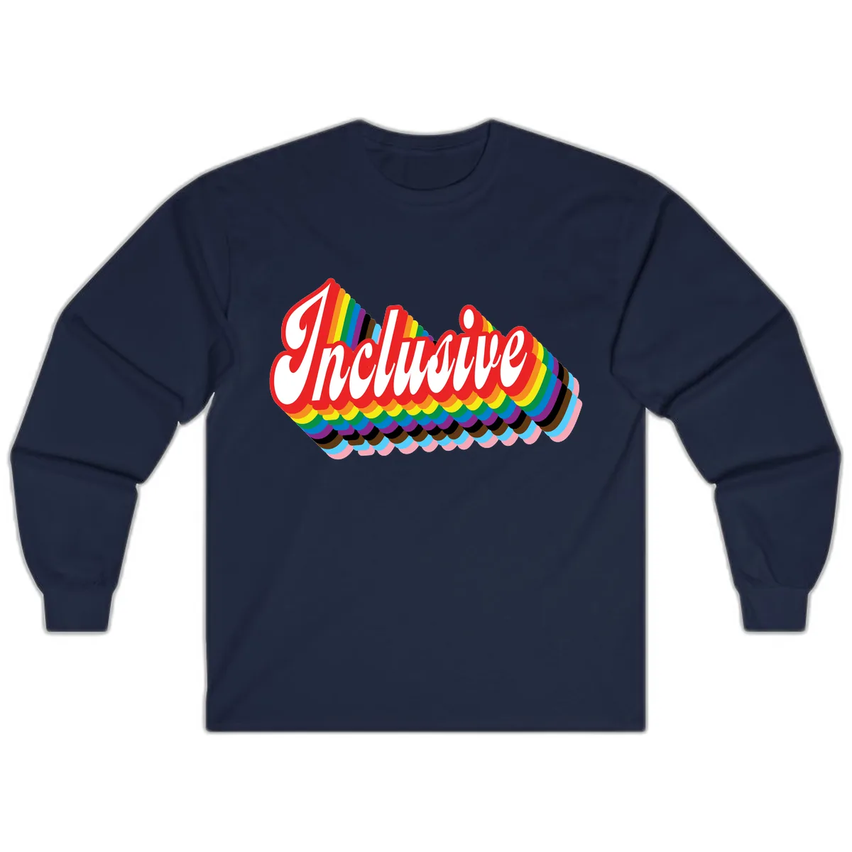 Inclusive Rainbow Pride Design Long Sleeve in Navy