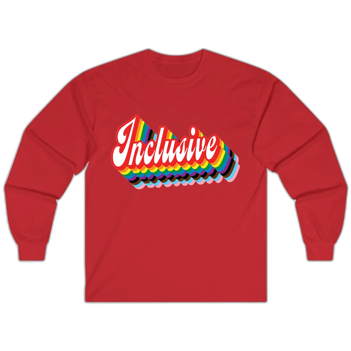 Inclusive Rainbow Pride Design Long Sleeve in Red