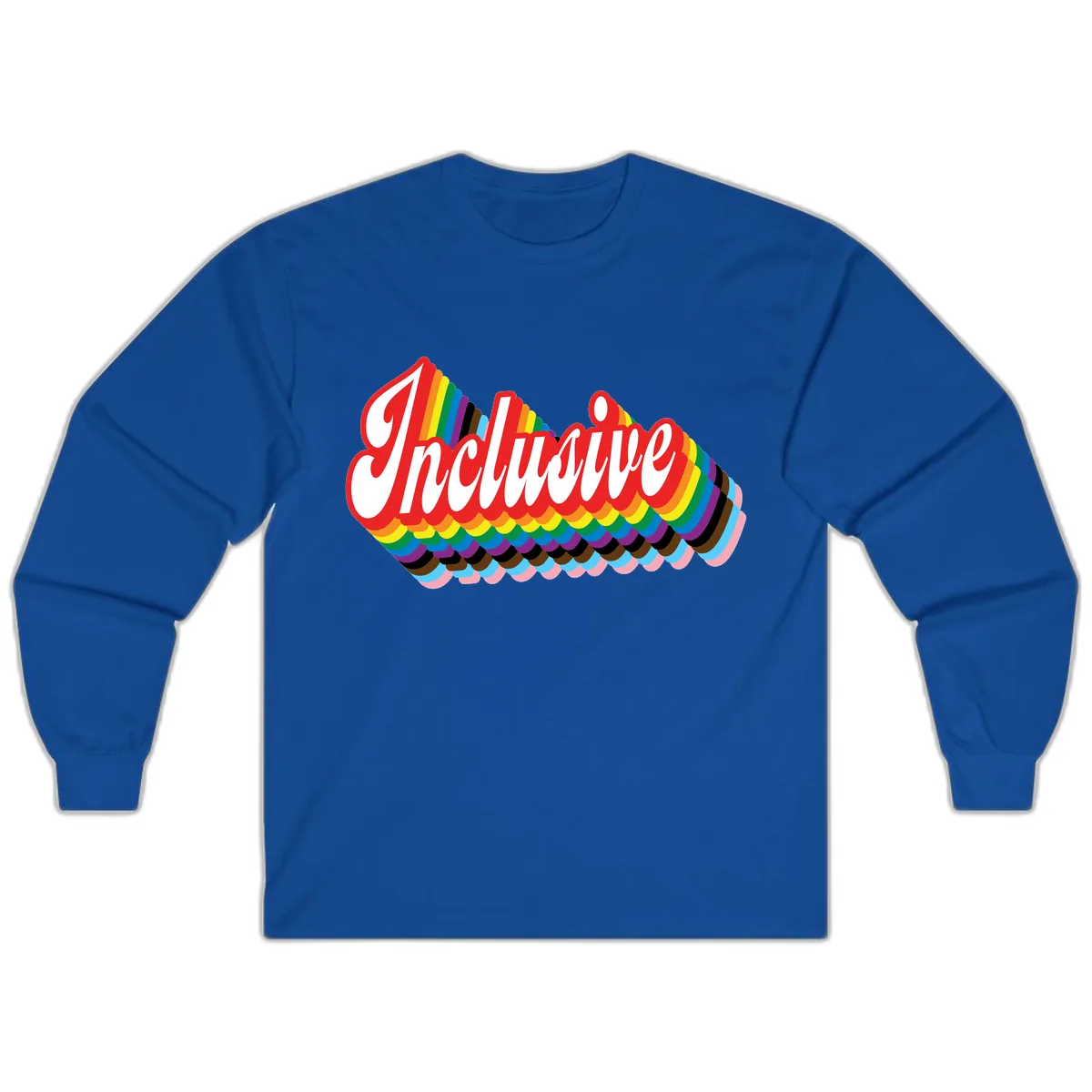 Inclusive Rainbow Pride Design Long Sleeve in Royal