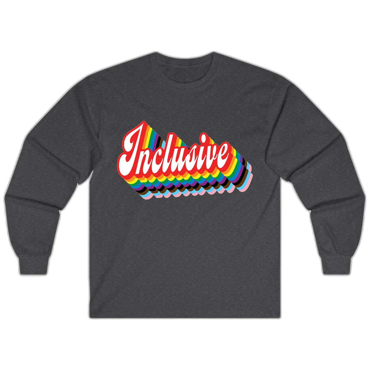 Inclusive Rainbow Pride Design Long Sleeve in Dark Heather