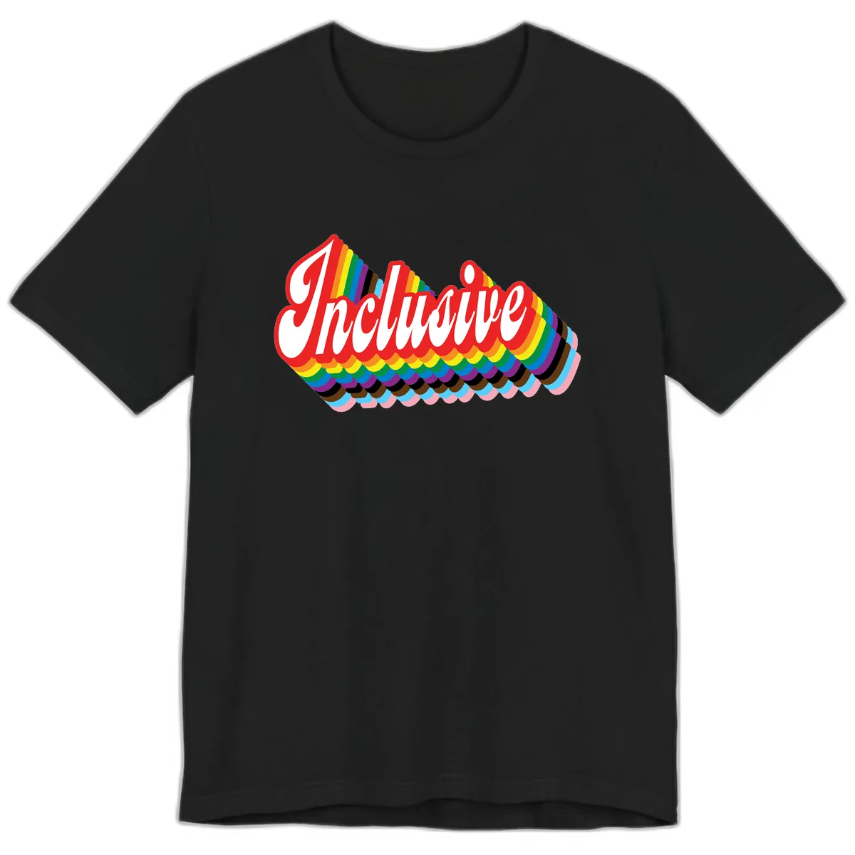 Inclusive Rainbow Pride Design Premium T-Shirt in Black