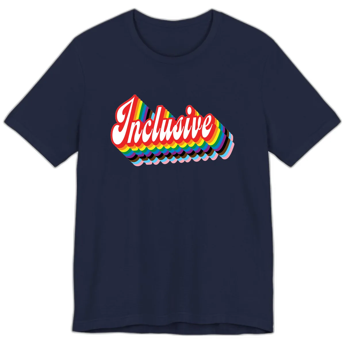 Inclusive Rainbow Pride Design Premium T-Shirt in Navy