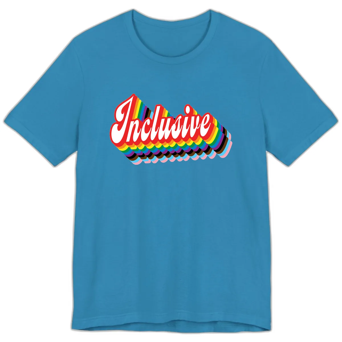 Inclusive Rainbow Pride Design Premium T-Shirt in Aqua