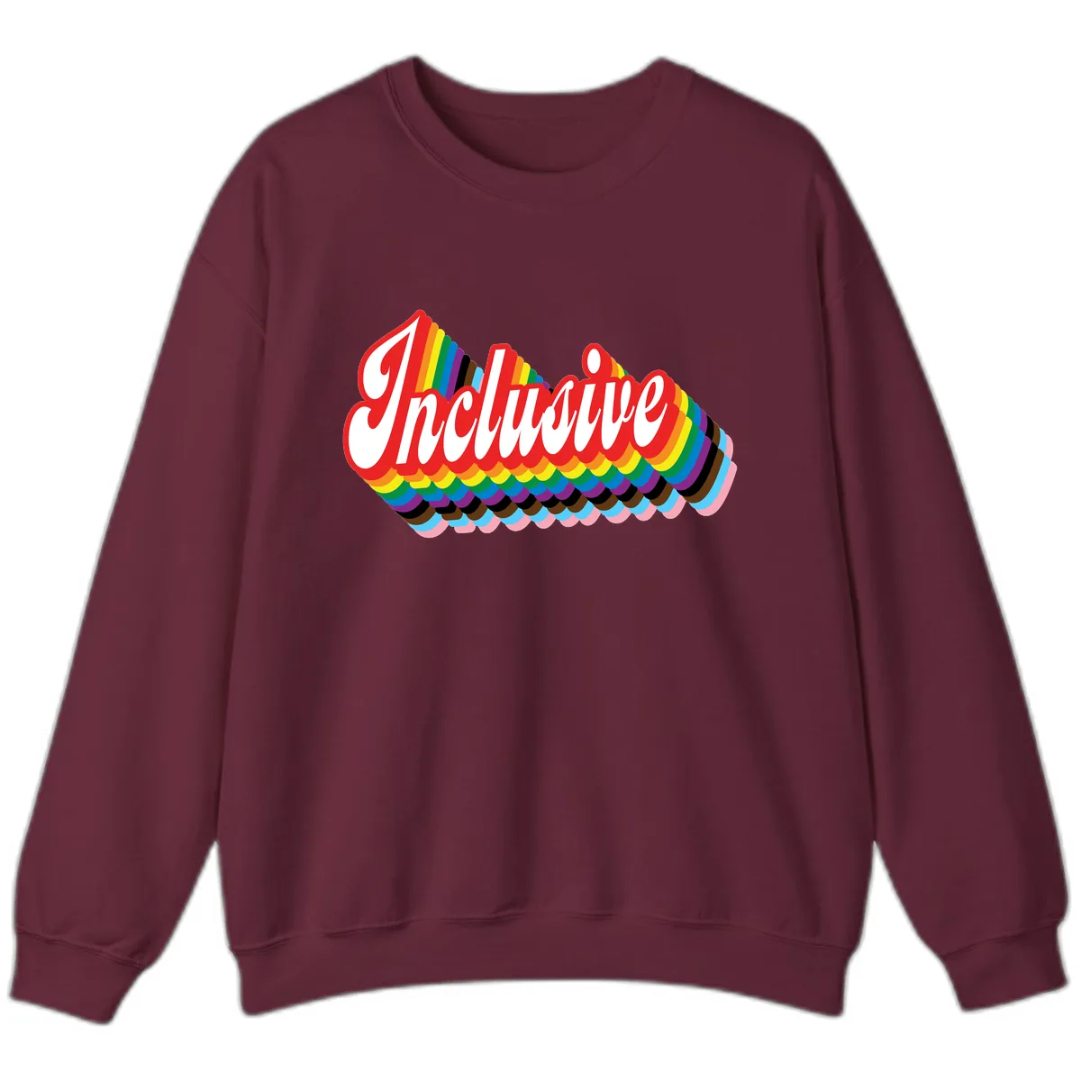 Inclusive Rainbow Pride Design Sweatshirt in Maroon