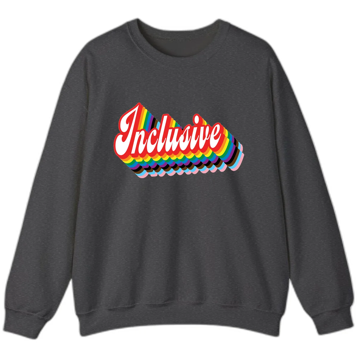 Inclusive Rainbow Pride Design Sweatshirt in Dark Heather