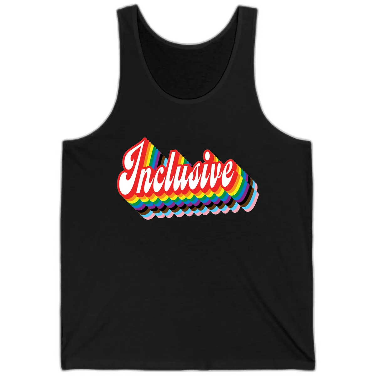 Inclusive Rainbow Pride Design Tank in Black