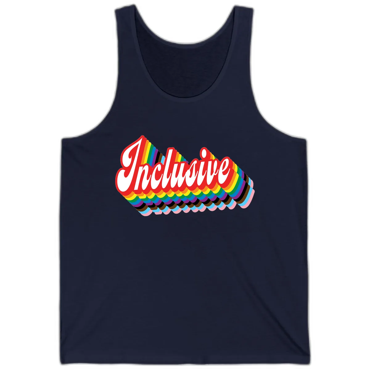 Inclusive Rainbow Pride Design Tank in Navy
