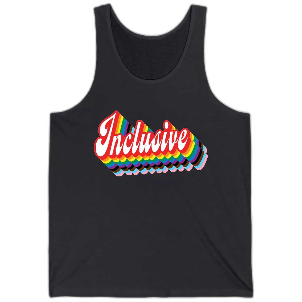 Inclusive Rainbow Pride Design Tank in Dark Grey