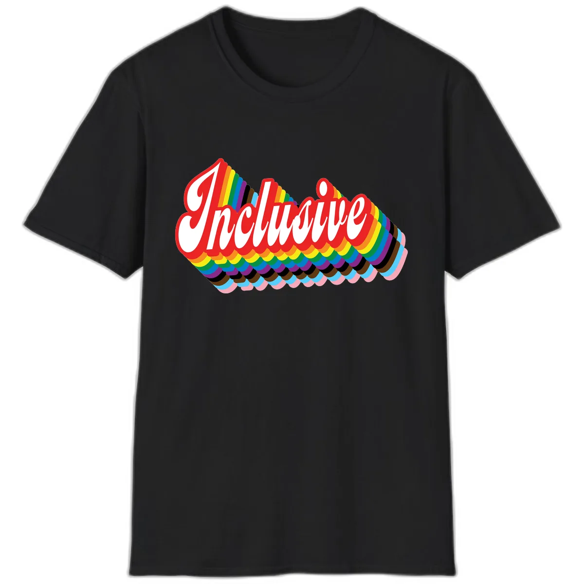 Inclusive Rainbow Pride Design T-Shirt in Black