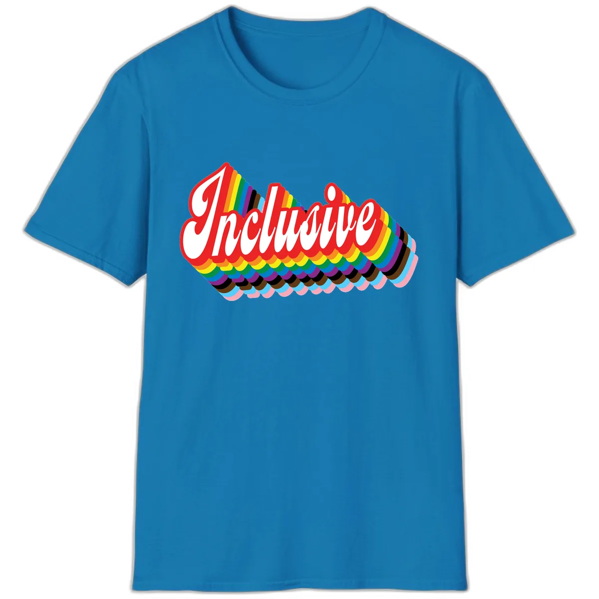 Inclusive Rainbow Pride Design T-Shirt in Sapphire