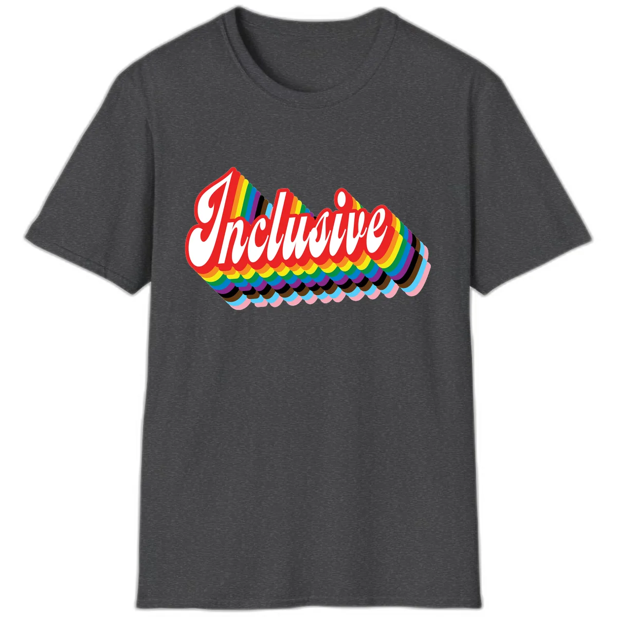 Inclusive Rainbow Pride Design T-Shirt in Dark Heather