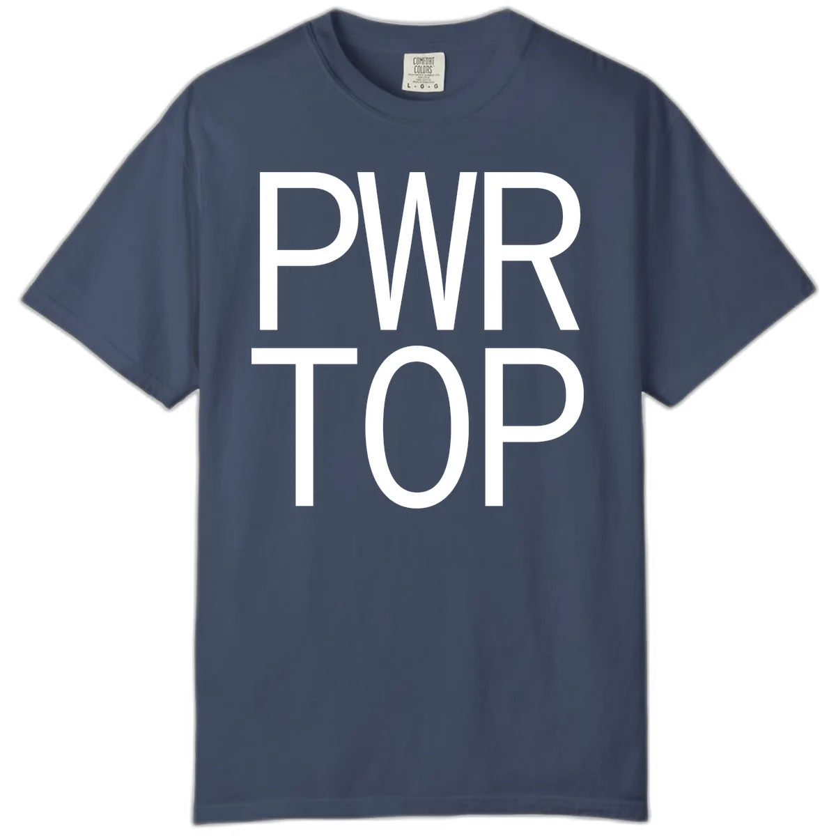 PWR TOP Bold Typography Design Comfort Color in Midnight