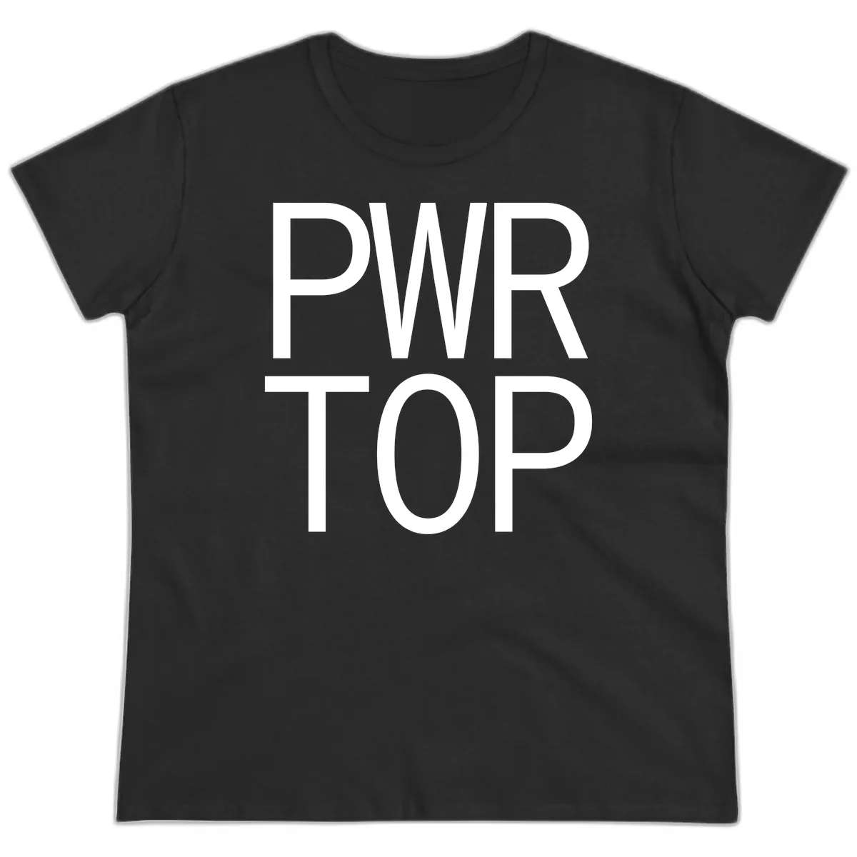 PWR TOP Bold Typography Design Ladies Tee in Black