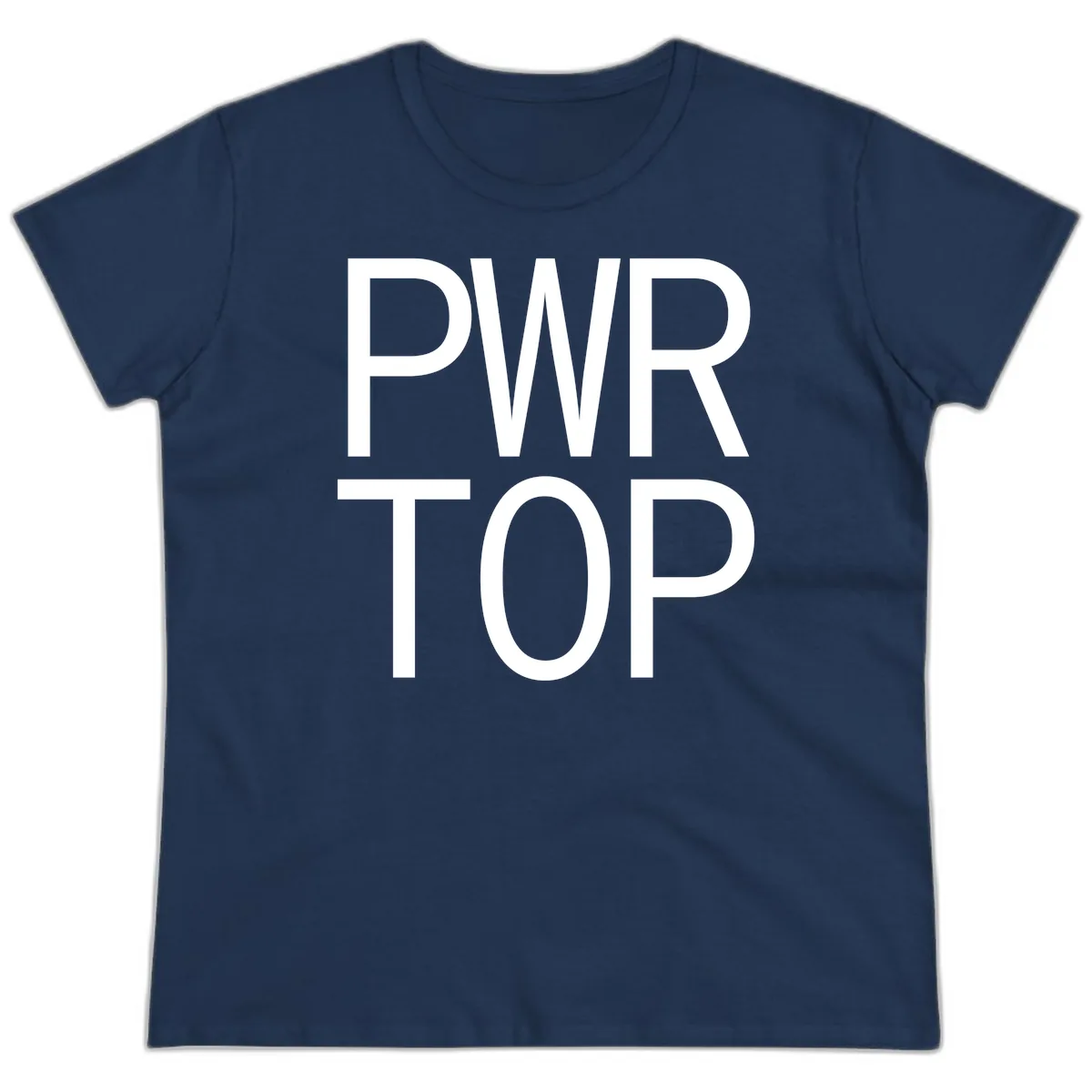 PWR TOP Bold Typography Design Ladies Tee in Navy
