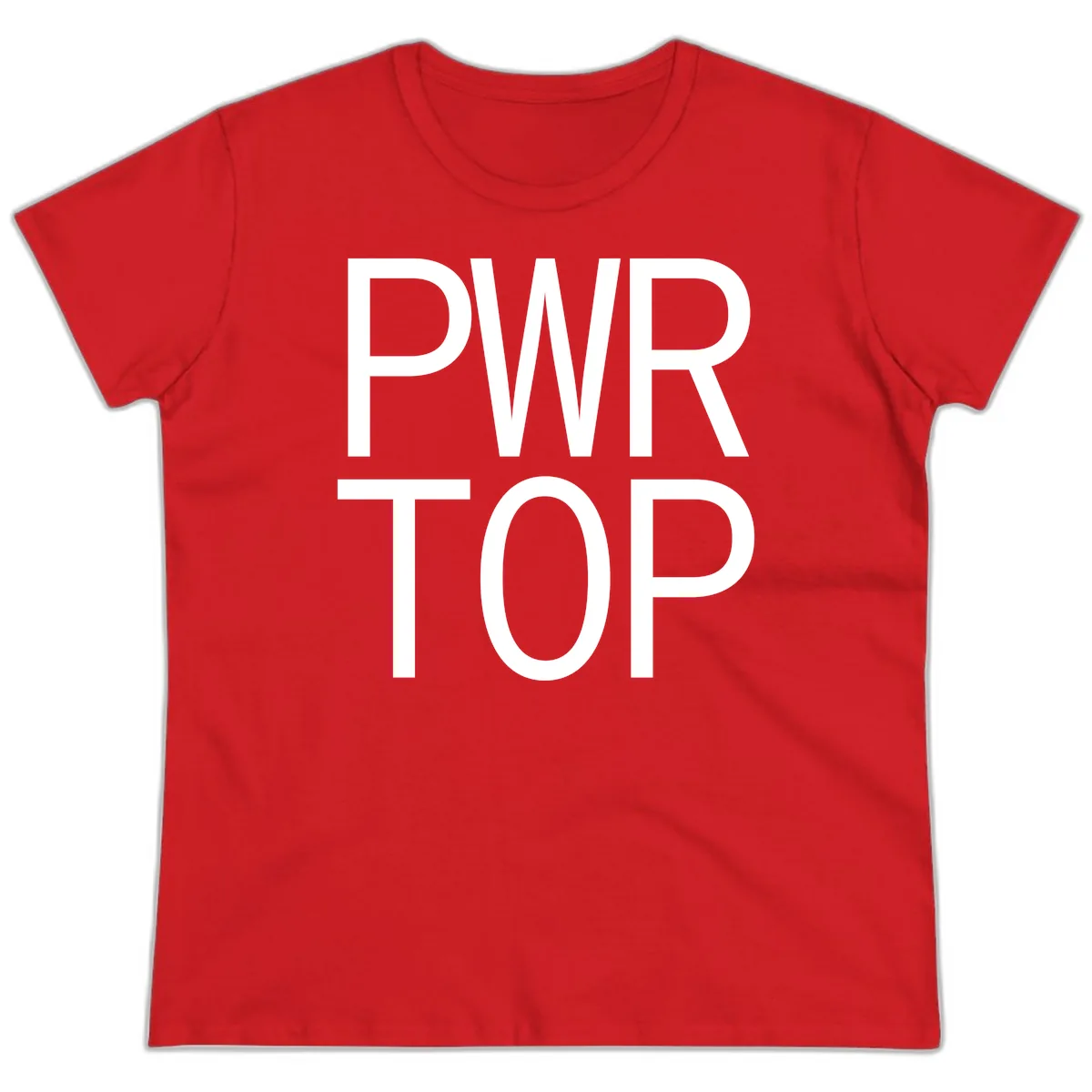 PWR TOP Bold Typography Design Ladies Tee in Red
