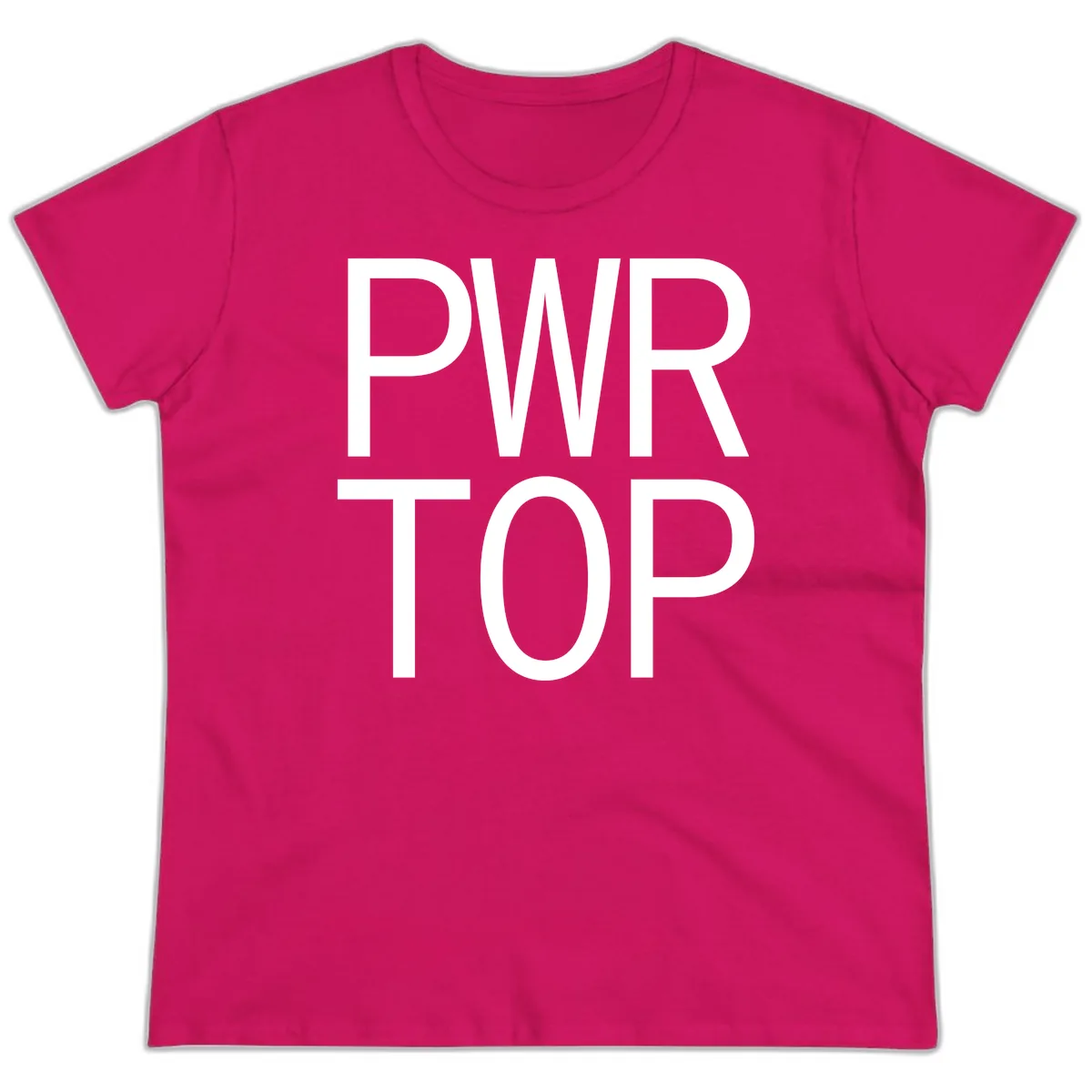 PWR TOP Bold Typography Design Ladies Tee in Heliconia