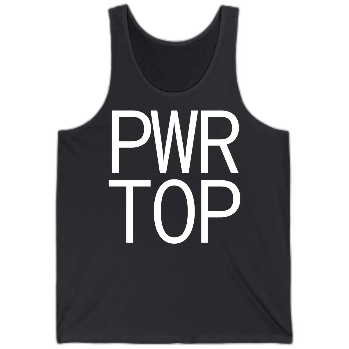 PWR TOP Bold Typography Design Tank in Dark Grey