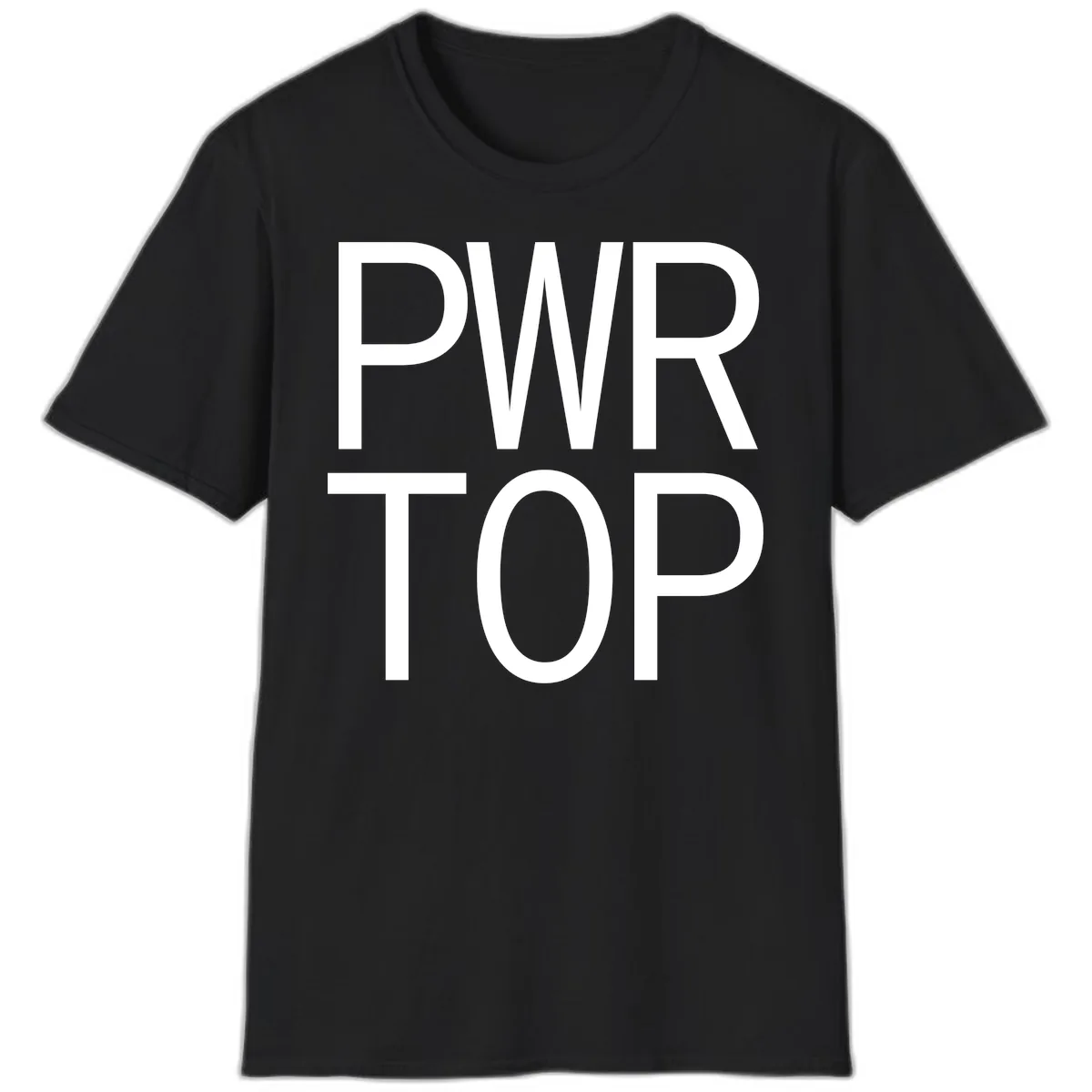 PWR TOP Bold Typography Design T-Shirt in Black