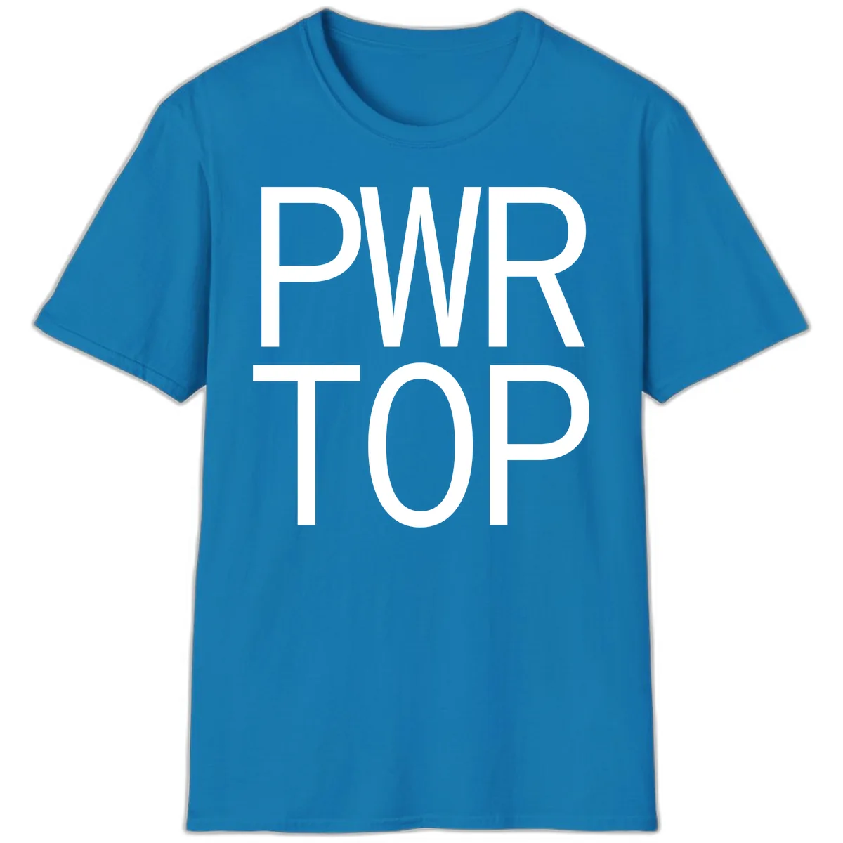PWR TOP Bold Typography Design T-Shirt in Sapphire
