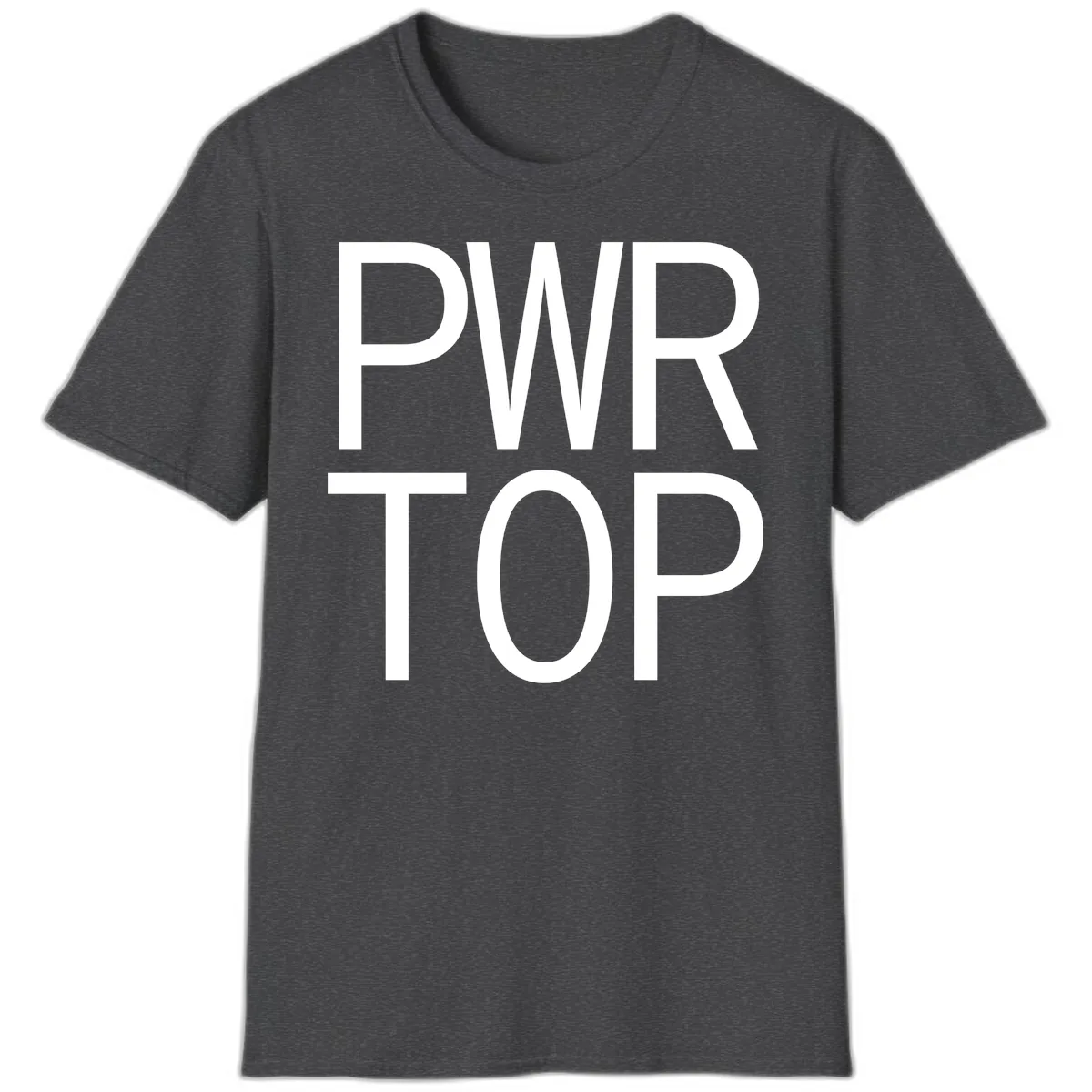 PWR TOP Bold Typography Design T-Shirt in Dark Heather