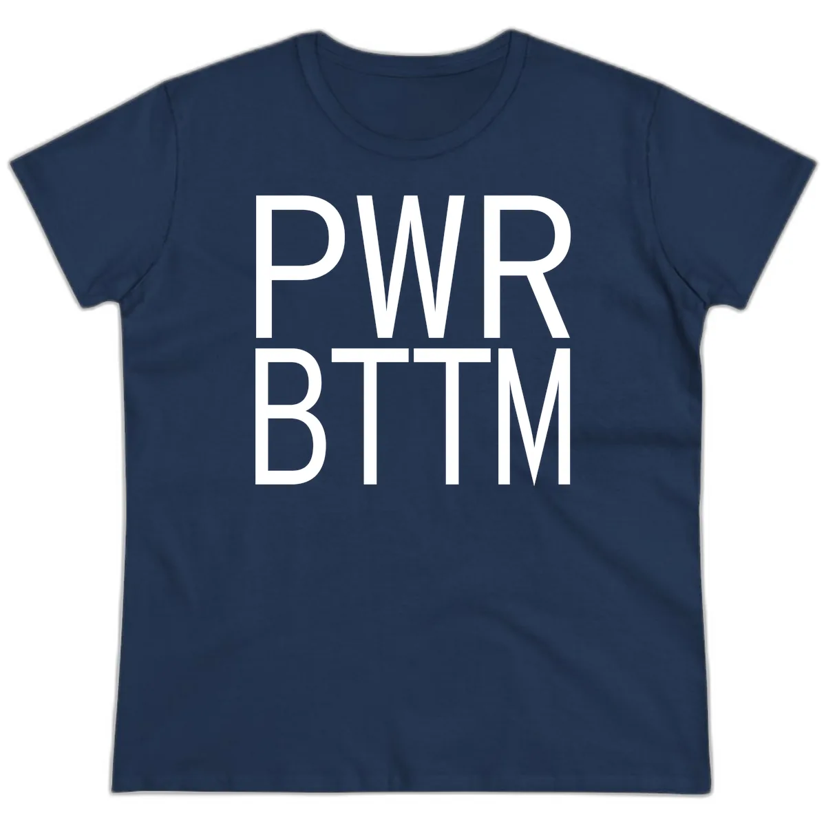 PWR BTTM Bold Typography Ladies Tee in Navy