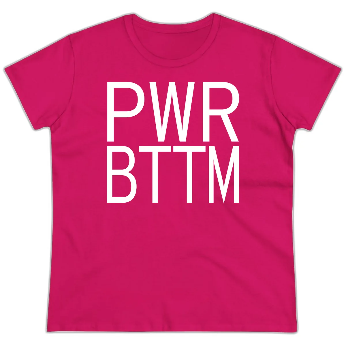 PWR BTTM Bold Typography Ladies Tee in Heliconia