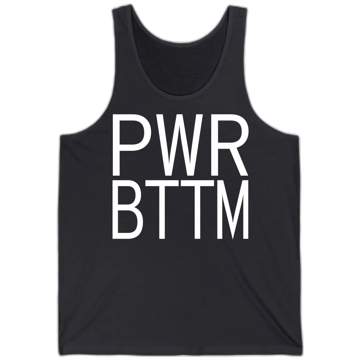 PWR BTTM Bold Typography Tank in Dark Grey