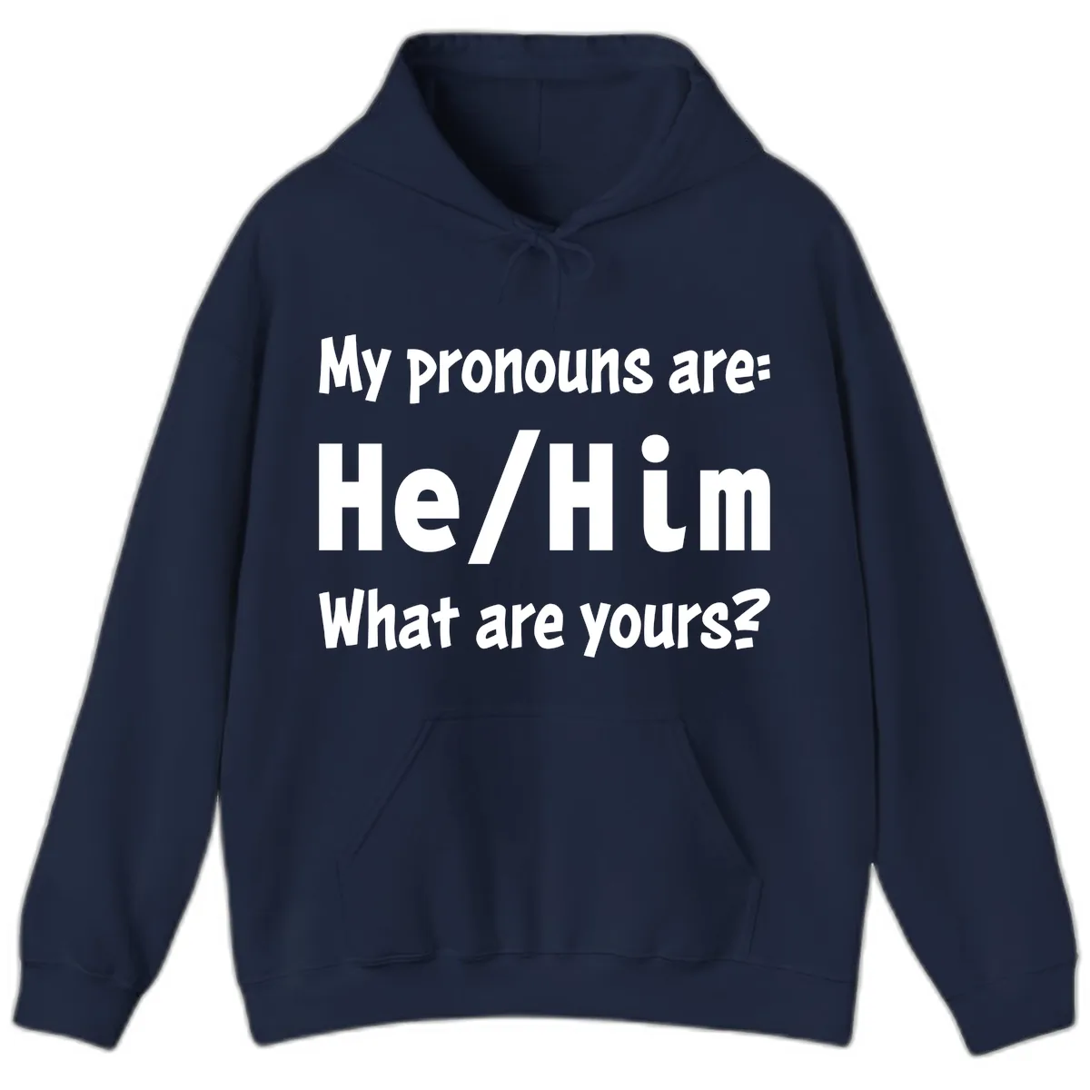 He/Him Pronouns Pride Design Hoodie in Navy