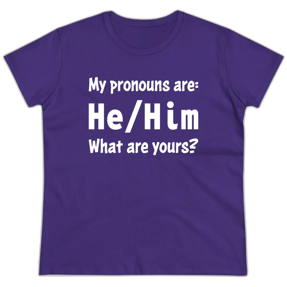 He/Him Pronouns Pride Design Ladies Tee in Purple