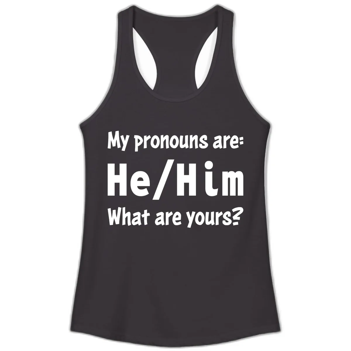 He/Him Pronouns Pride Design Ladies Tank in Black