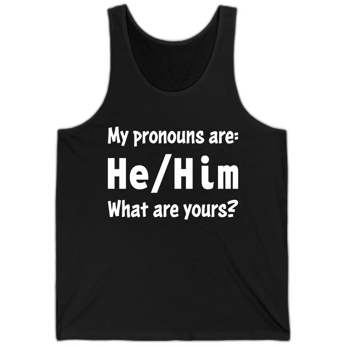 He/Him Pronouns Pride Design Tank in Black