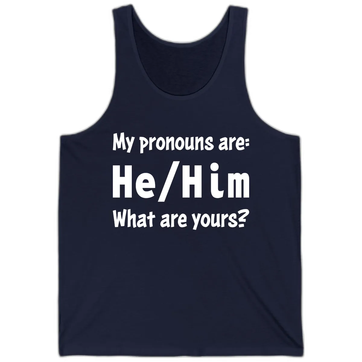 He/Him Pronouns Pride Design Tank in Navy