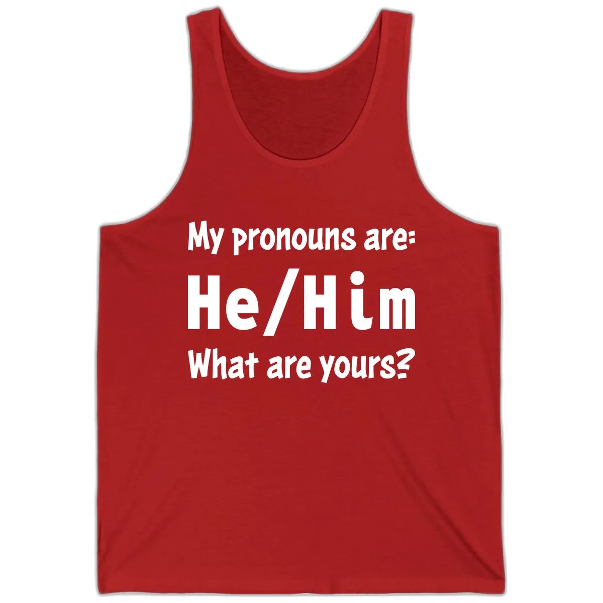 He/Him Pronouns Pride Design Tank in Red