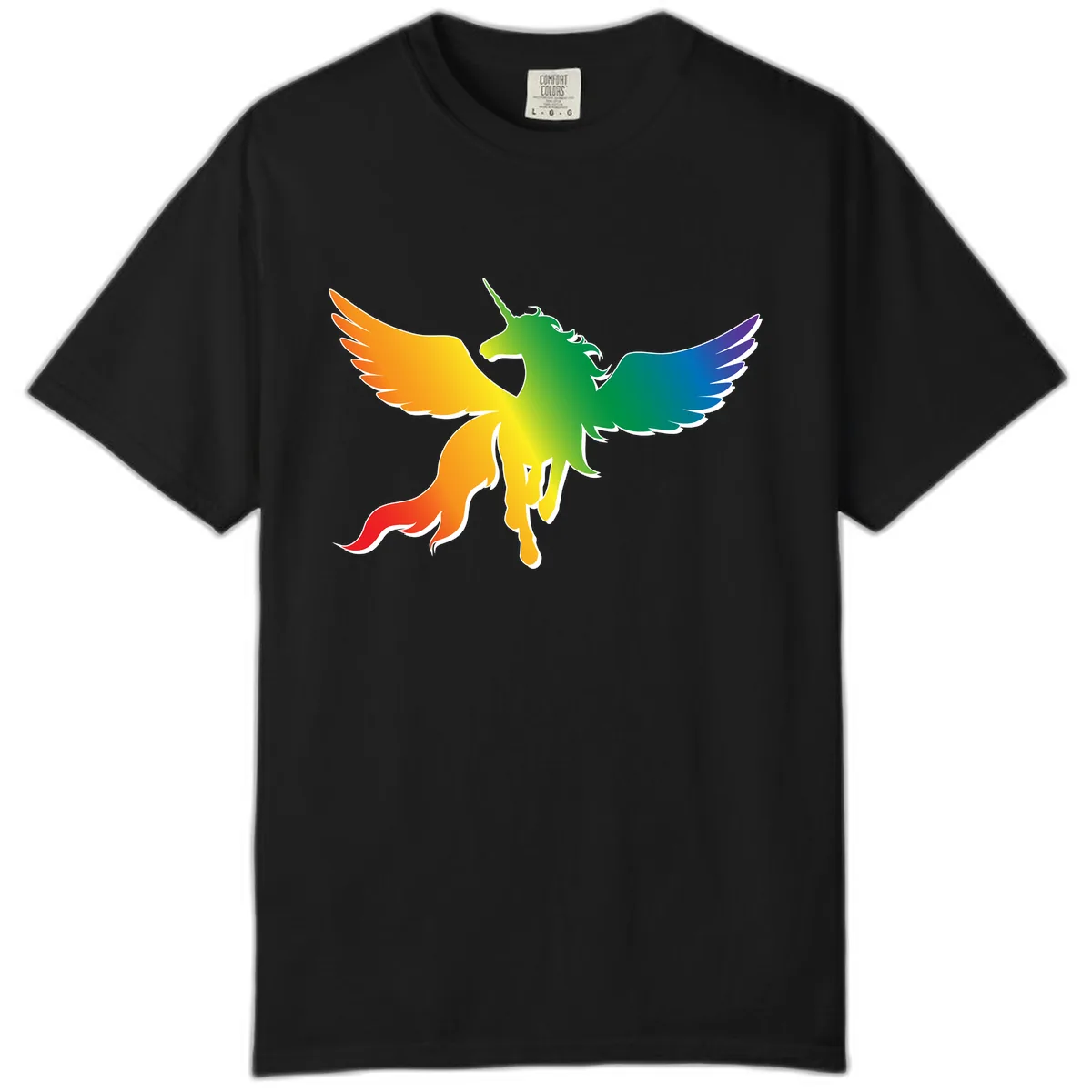 Rainbow Unicorn Pride Wings Comfort Color in Black