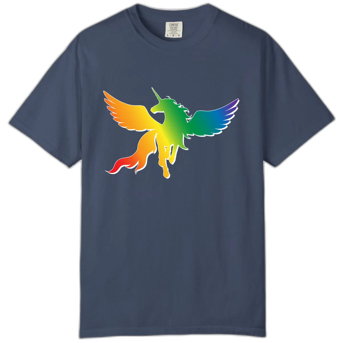 Rainbow Unicorn Pride Wings Comfort Color in Midnight