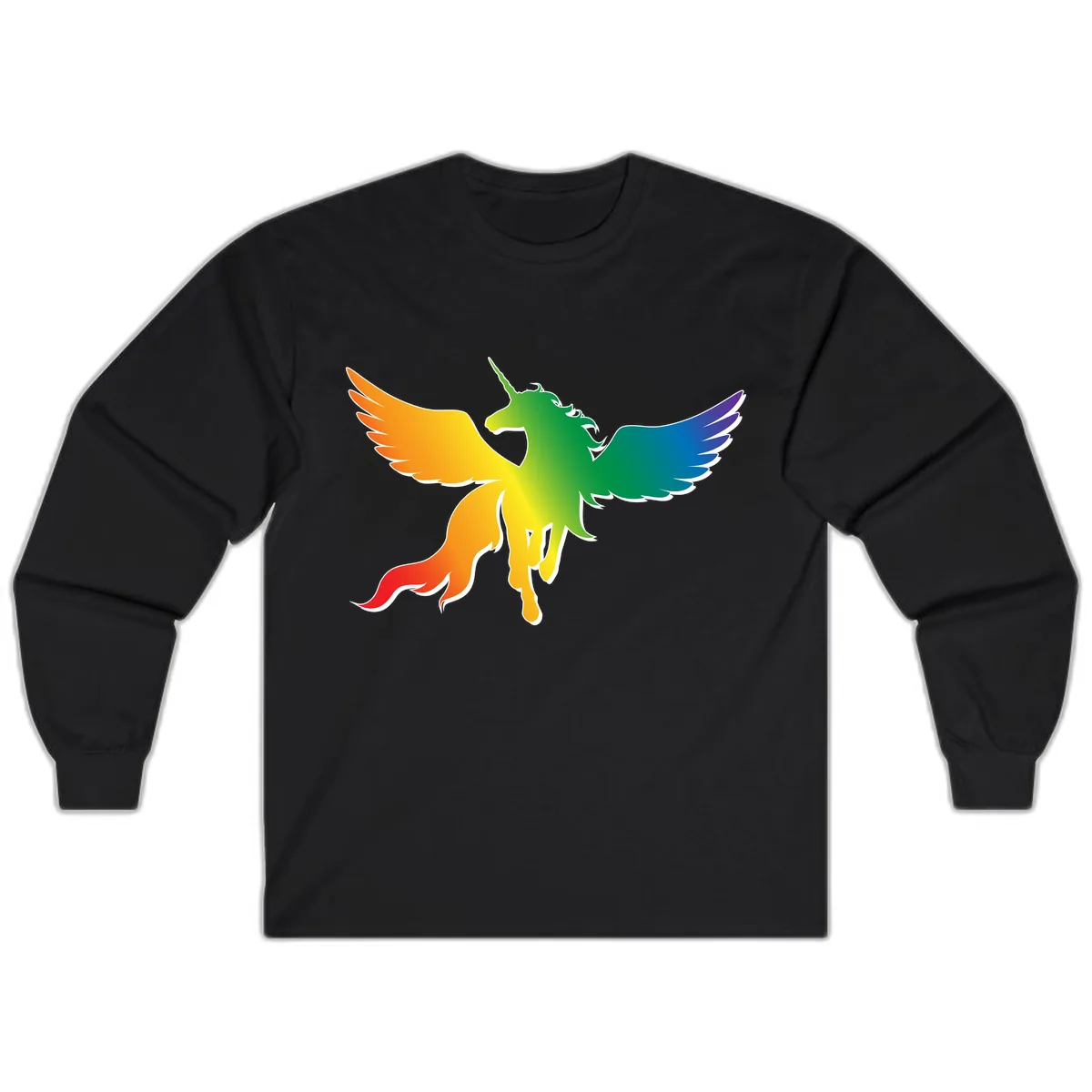 Rainbow Unicorn Pride Wings Long Sleeve in Black