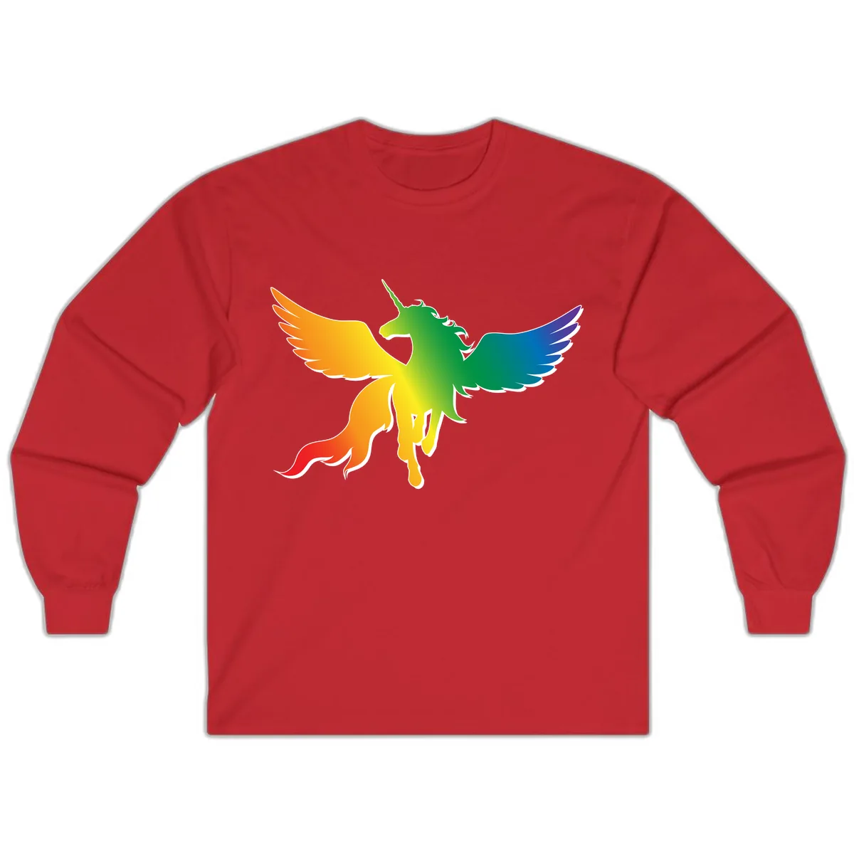 Rainbow Unicorn Pride Wings Long Sleeve in Red