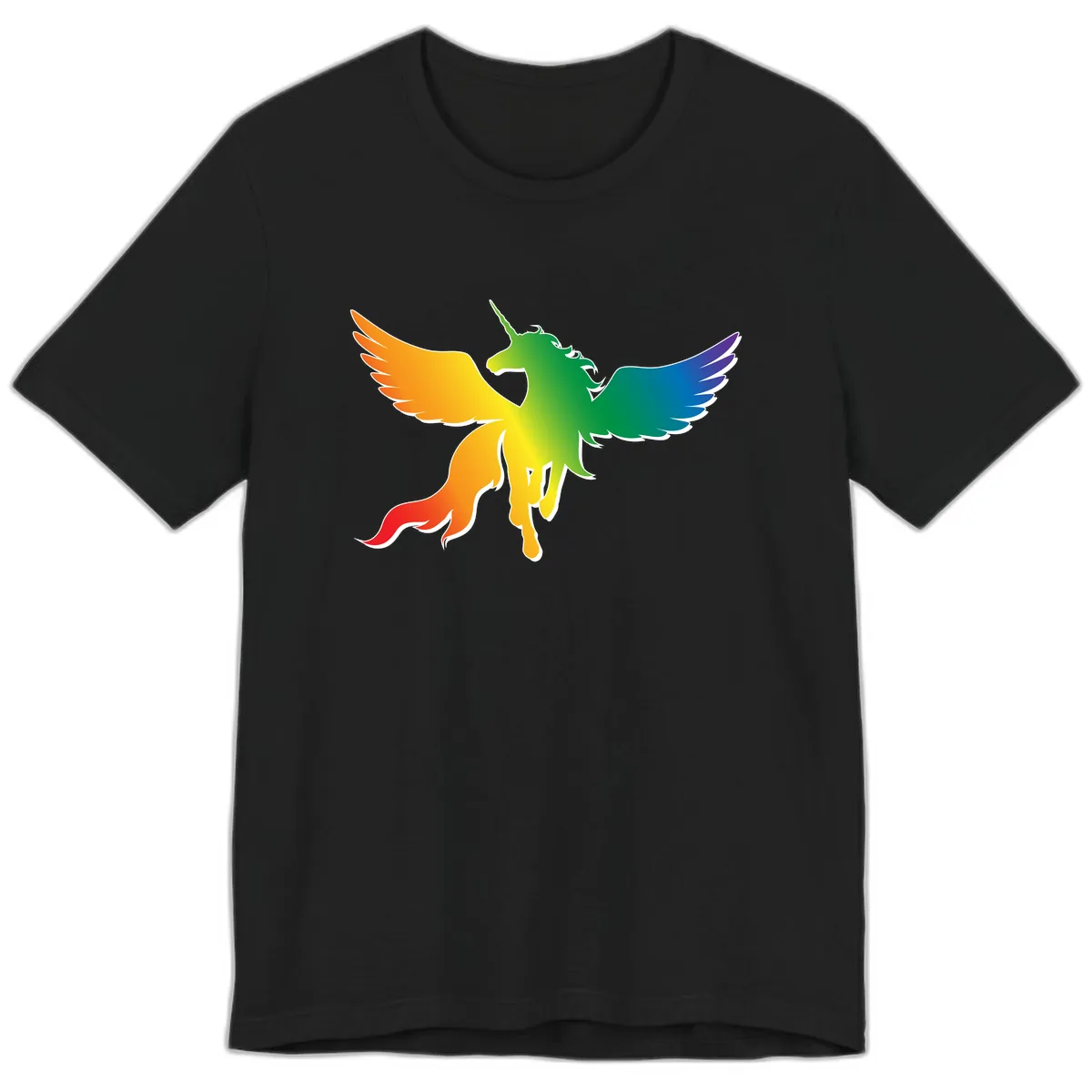 Rainbow Unicorn Pride Wings Premium T-Shirt in Black