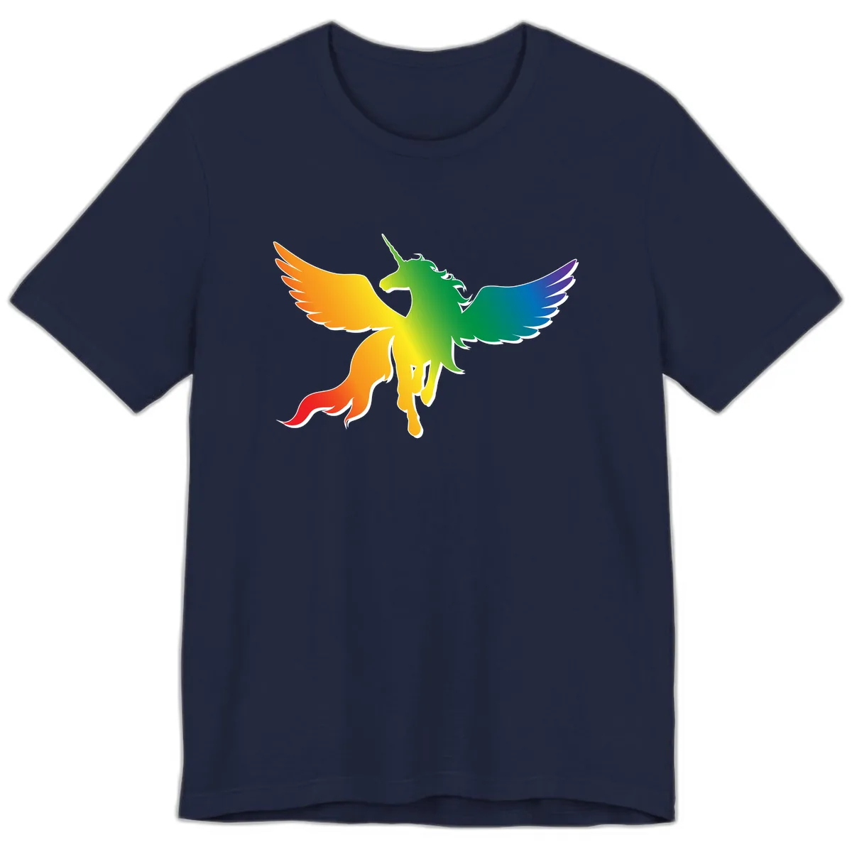 Rainbow Unicorn Pride Wings Premium T-Shirt in Navy