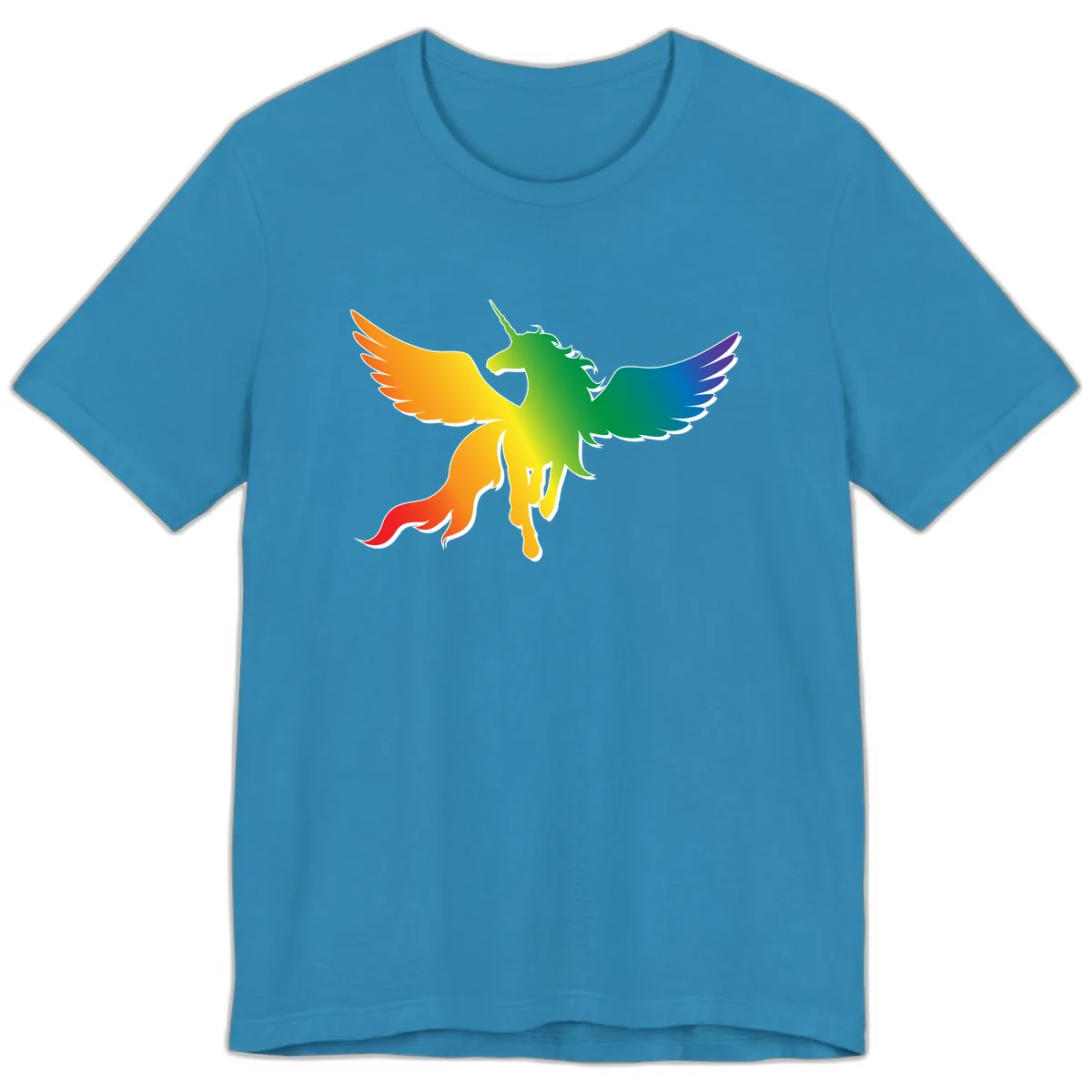 Rainbow Unicorn Pride Wings Premium T-Shirt in Aqua