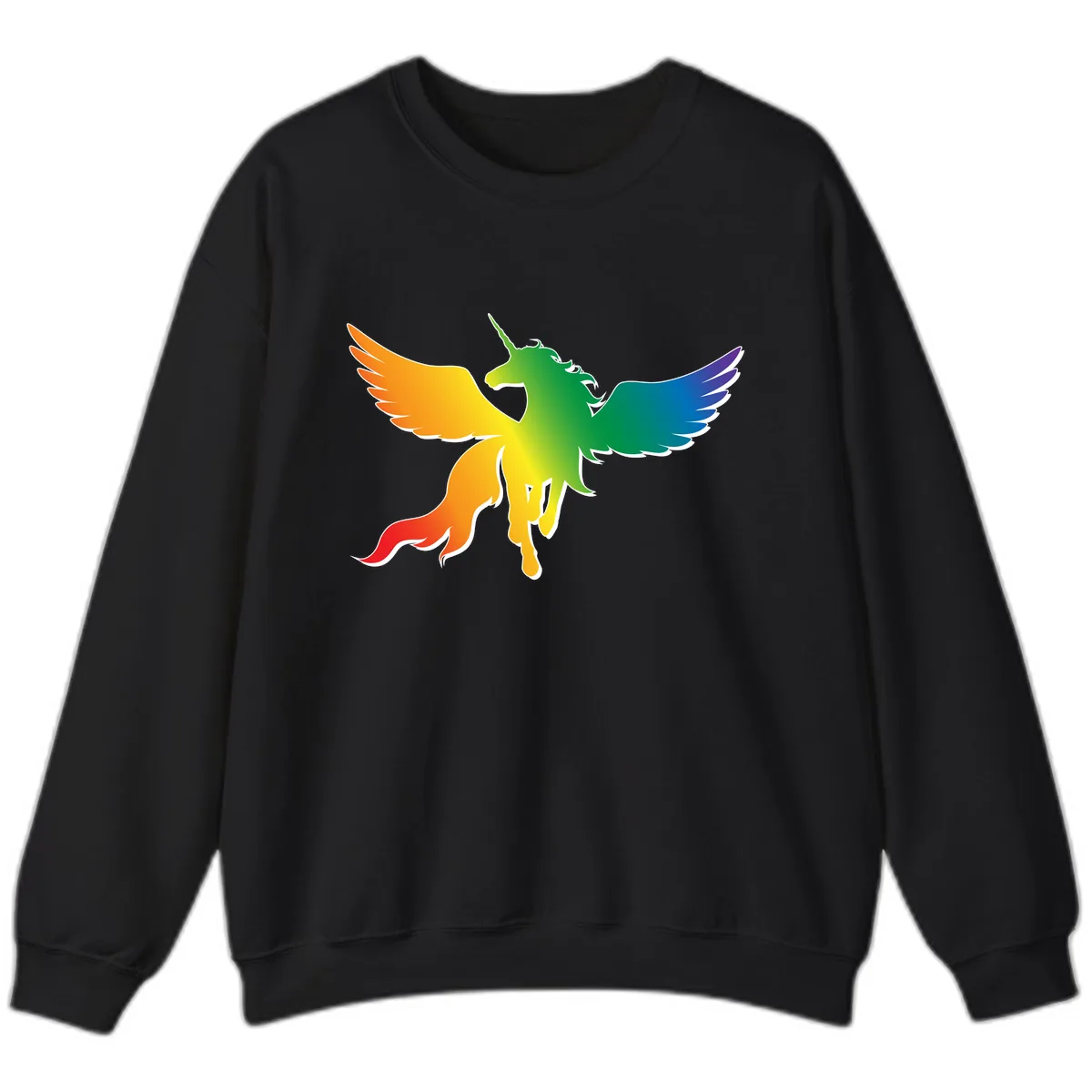 Rainbow Unicorn Pride Wings Sweatshirt in Black