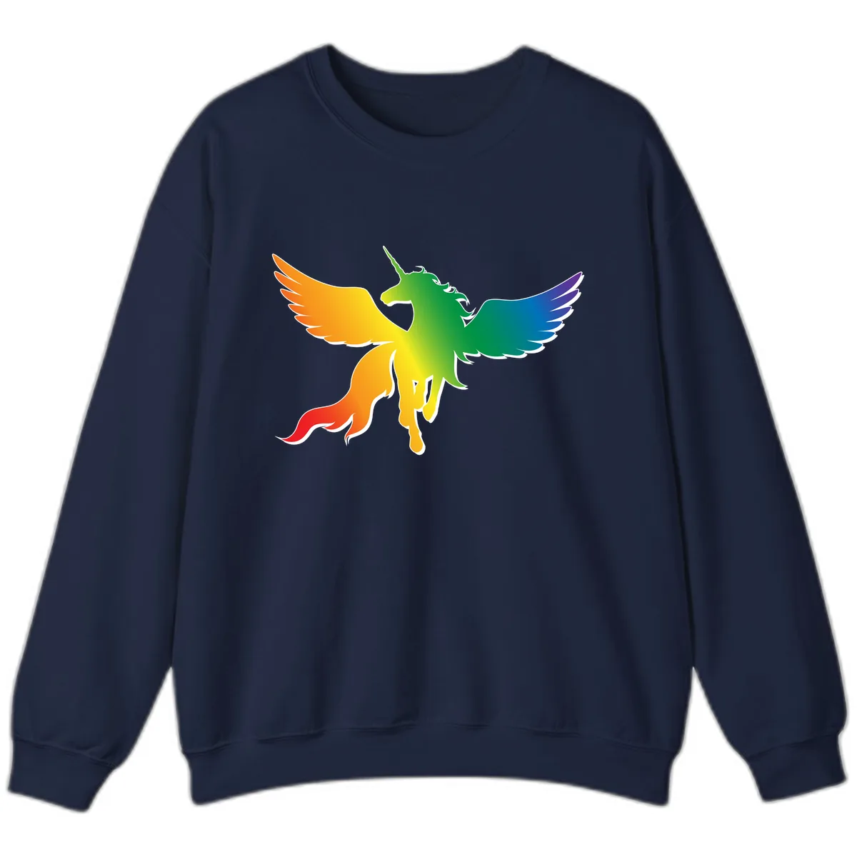 Rainbow Unicorn Pride Wings Sweatshirt in Navy