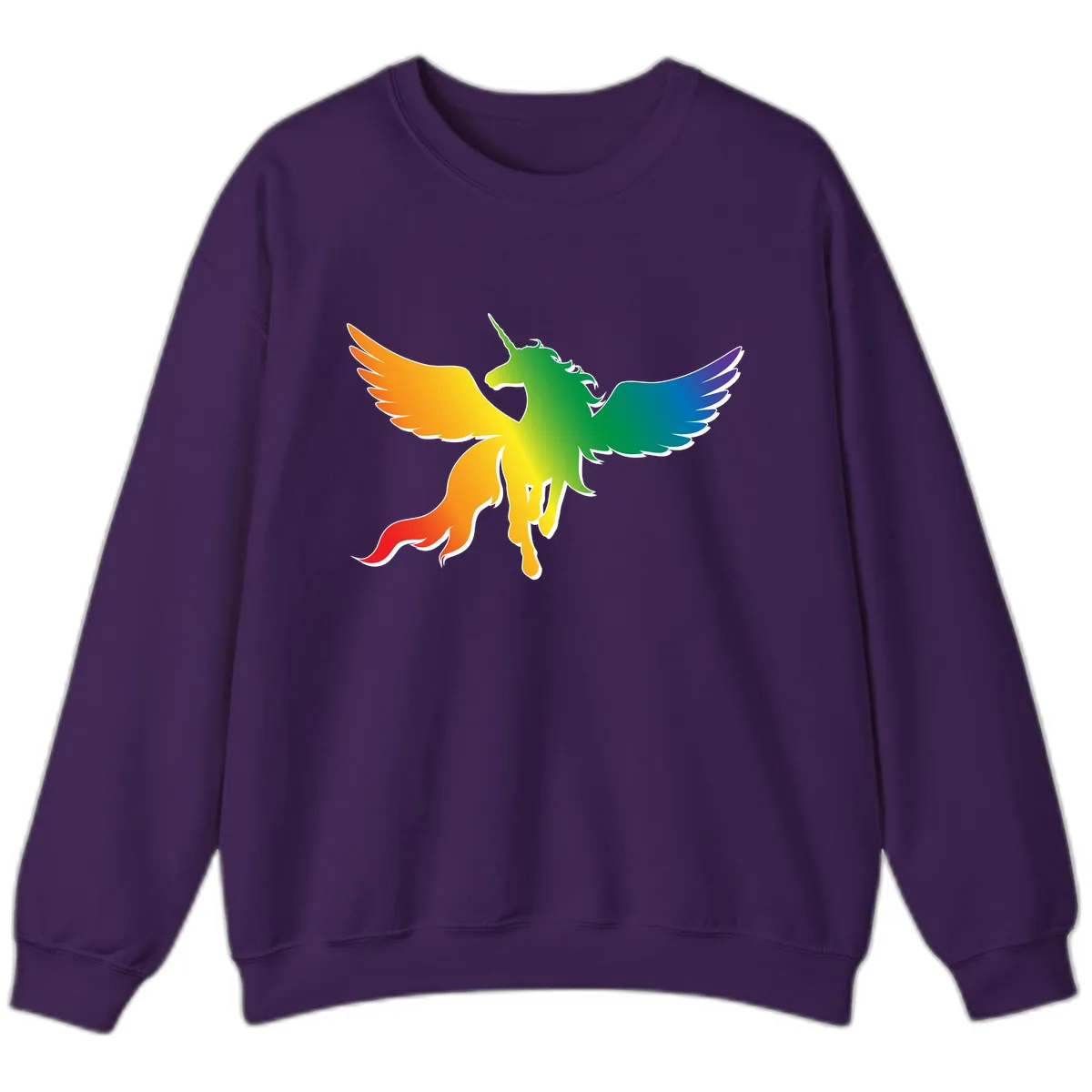 Rainbow Unicorn Pride Wings Sweatshirt in Purple