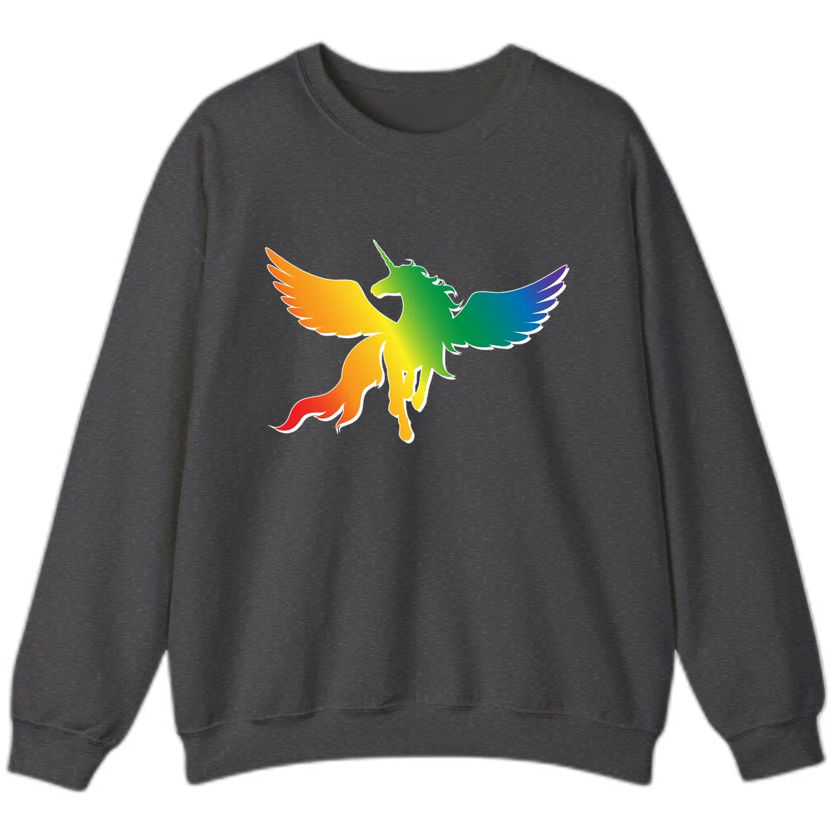 Rainbow Unicorn Pride Wings Sweatshirt in Dark Heather