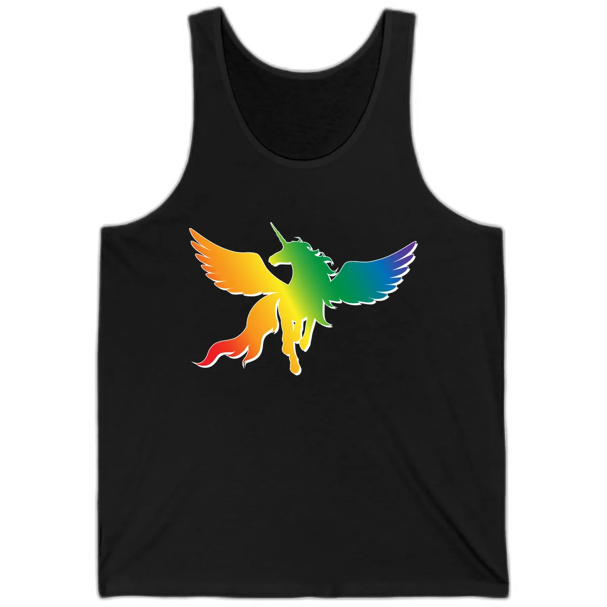 Rainbow Unicorn Pride Wings Tank in Black