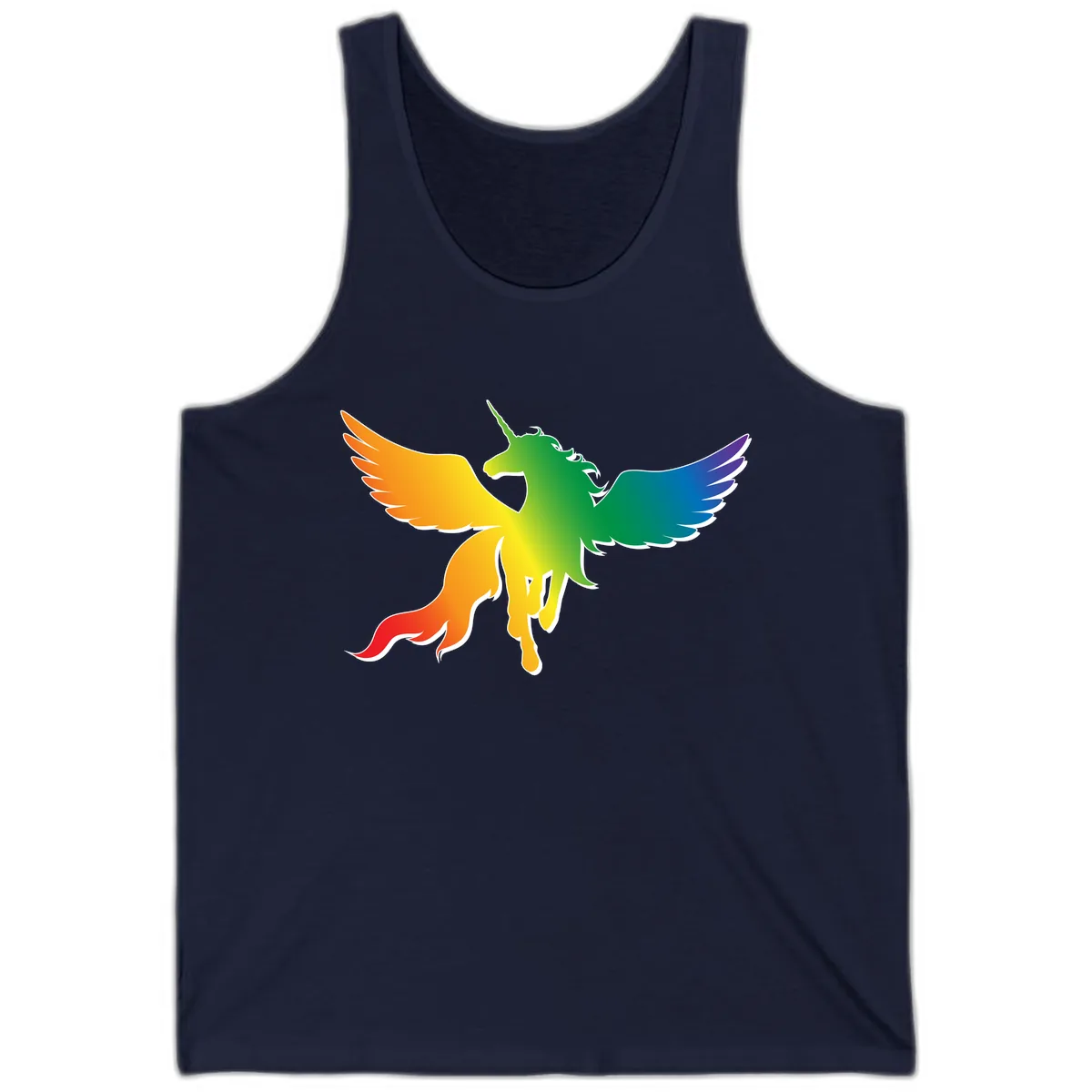 Rainbow Unicorn Pride Wings Tank in Navy