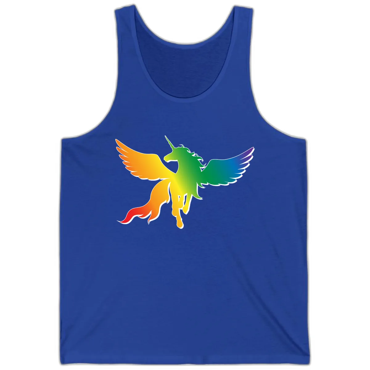 Rainbow Unicorn Pride Wings Tank in True Royal